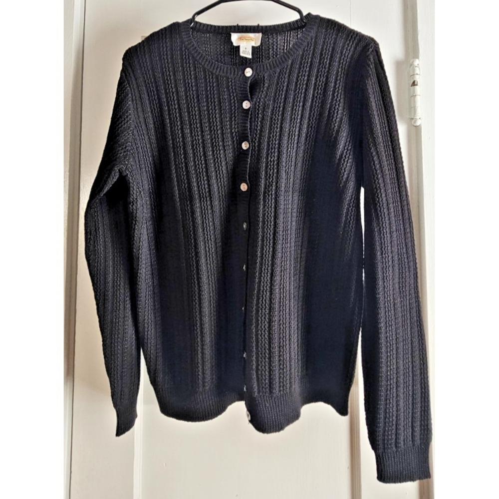 Vintage Talbots woman S cotton rayon blend ribbed knit‎ button down cardigan